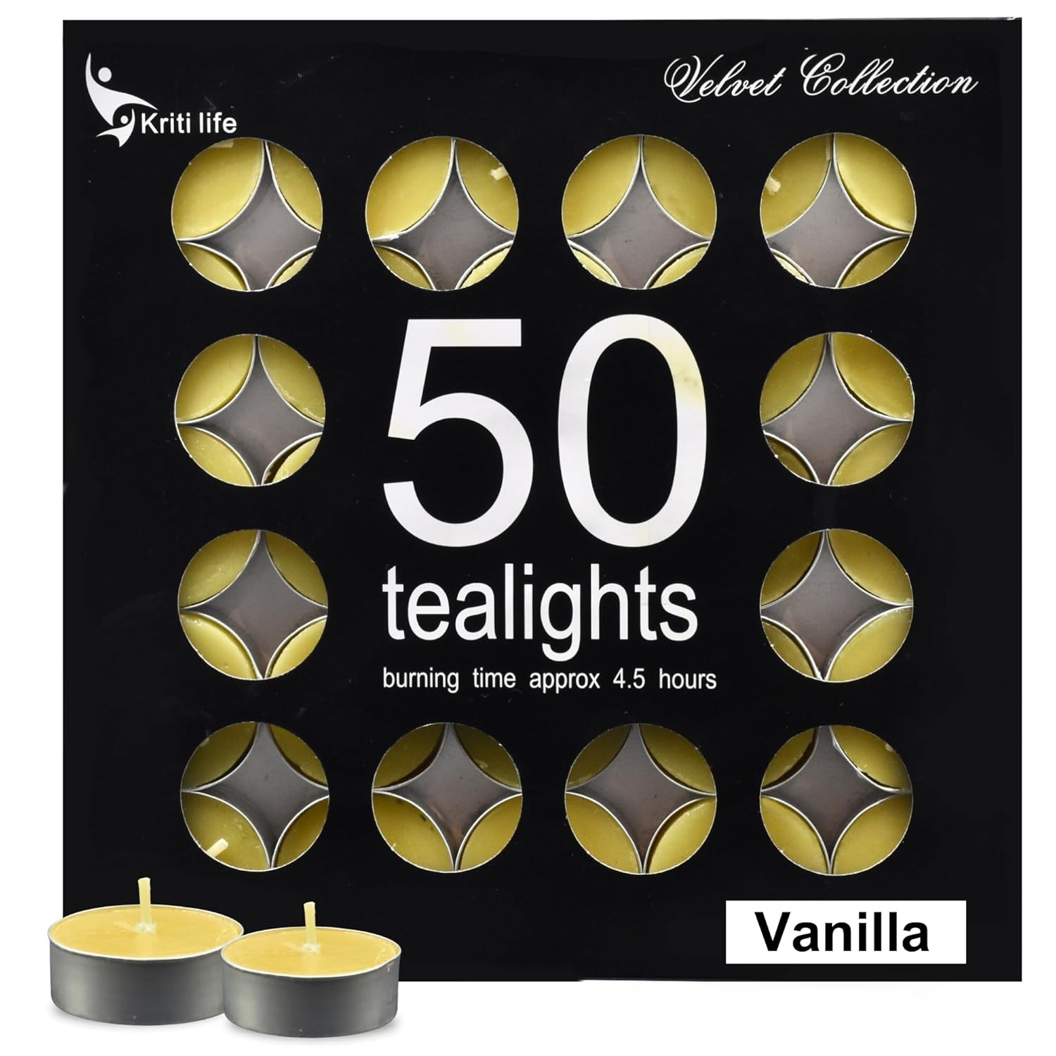 Vanilla Scented Tealight Candles 4.5 Hour Set of 50 Pcs