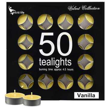 Vanilla Scented Tealight Candles 4.5 Hour Set of 50 Pcs