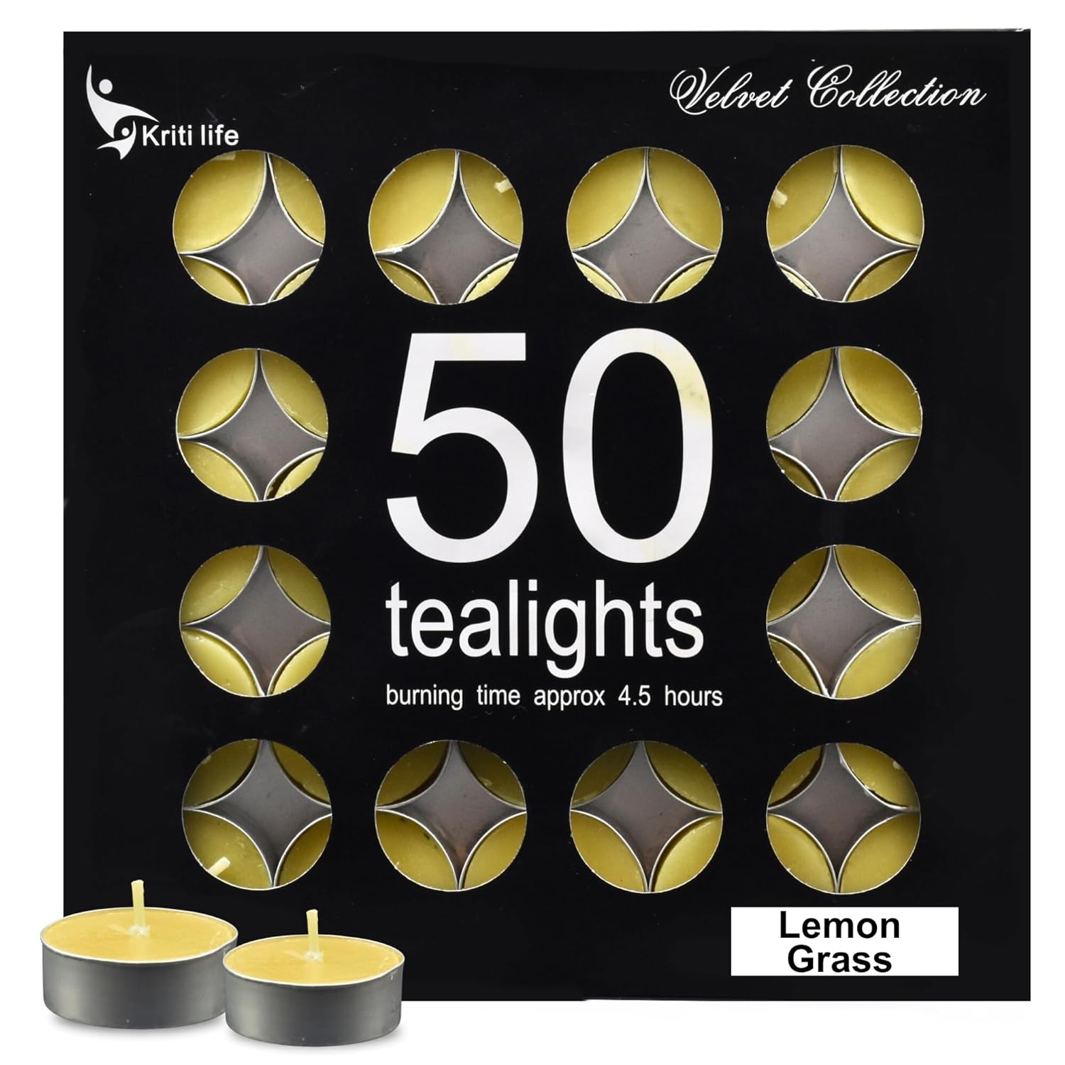 Lemon Grass Scented Tealight Candles 4.5 Hour Set of 50 Pcs