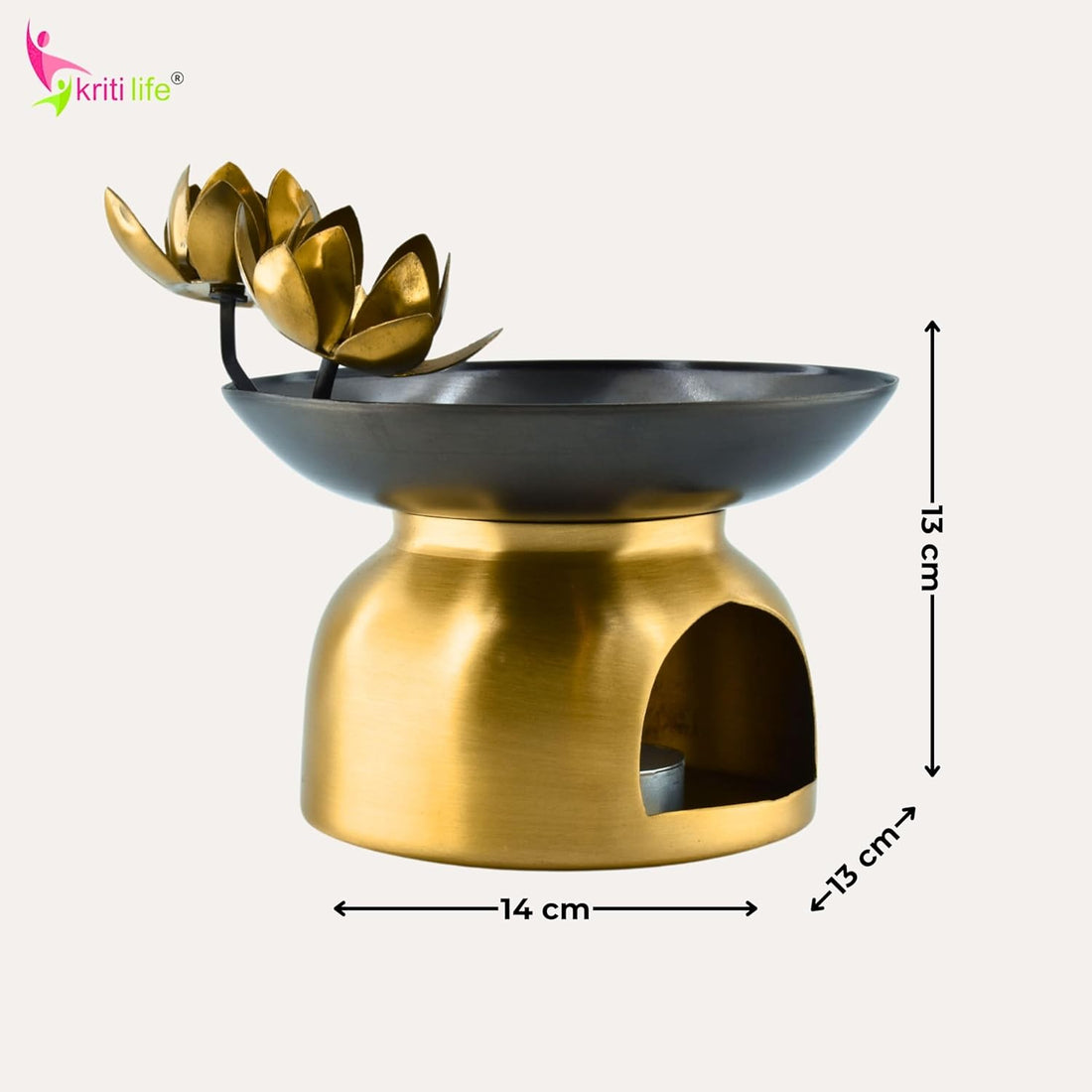 Brass Aroma Oil Diffuser Burner with Lotus Design