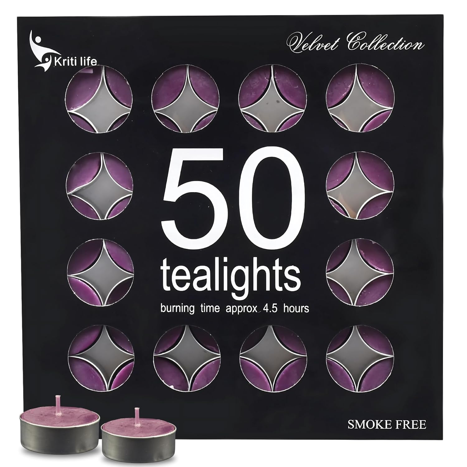 Lavender Scented Tealight Candles 4.5 Hour Set of 50 Pcs