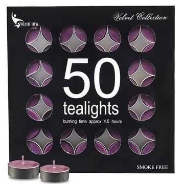 Lavender Scented Tealight Candles 4.5 Hour Set of 50 Pcs