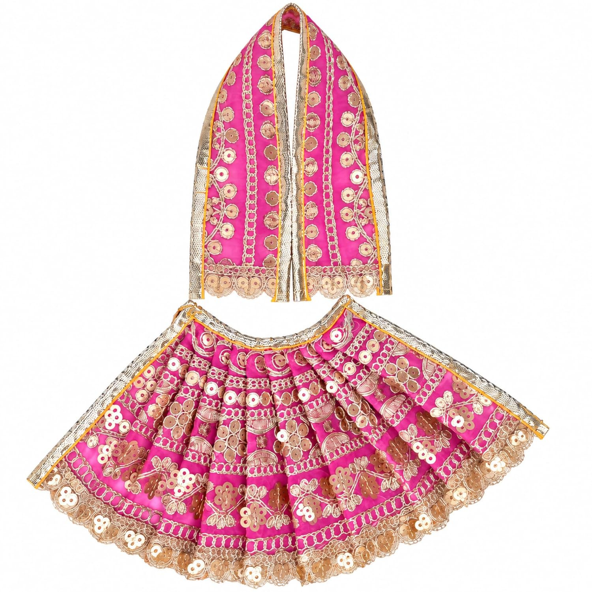 Maa Durga Dress 4 Inch for 7 Inch Idol | Pink Embroidered Poshak with Dupatta | Festival & Pooja Wear