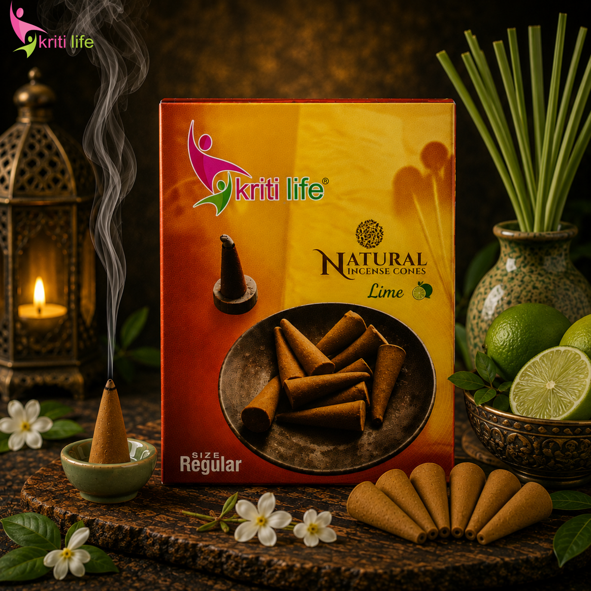 Lime Incense Cone - 150 Pcs Burn Time 20 Minutes