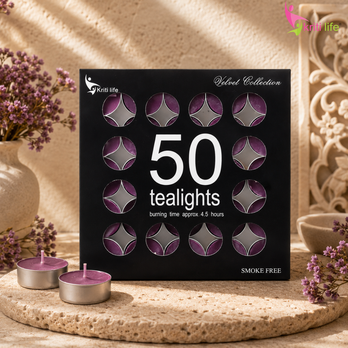 Lavender Scented Tealight Candles | 4.5 Hour Burn | Set of 50.
