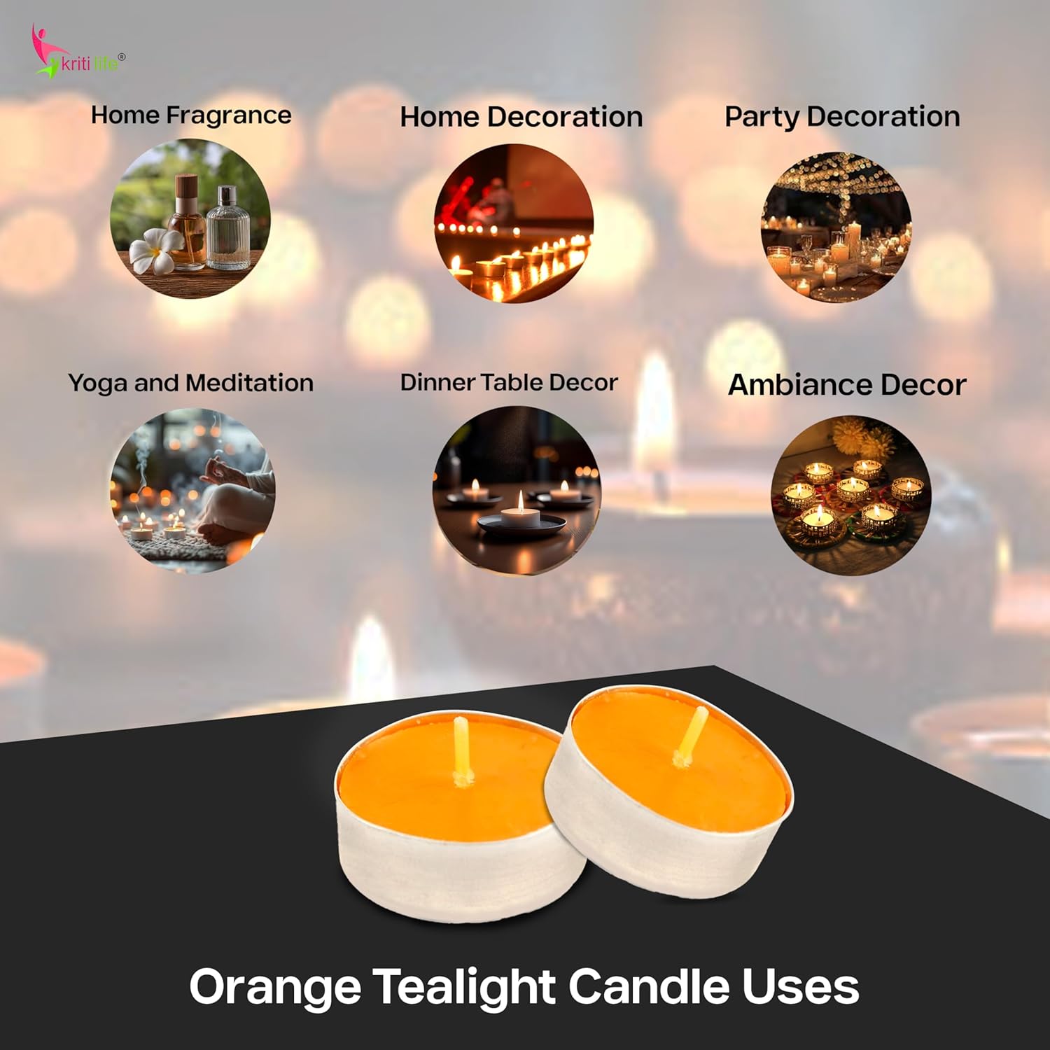 Orange Scented Tealight Candles 4.5 Hour Set of 50 Pcs