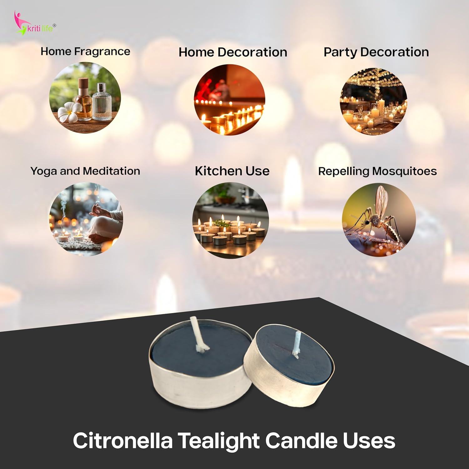 Citronella Scented Tealight Candles 4.5 Hour Set of 50 Pcs