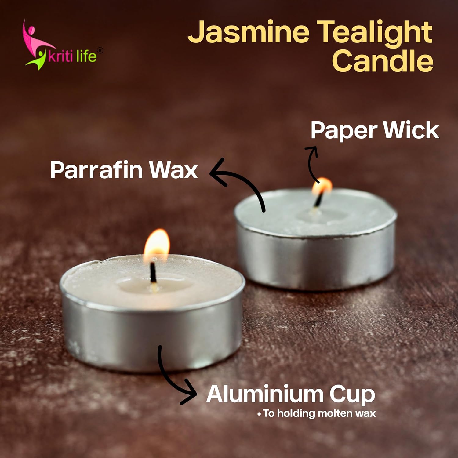 Jasmine Scented Tealight Candles 4.5 Hour Set of 50 Pcs