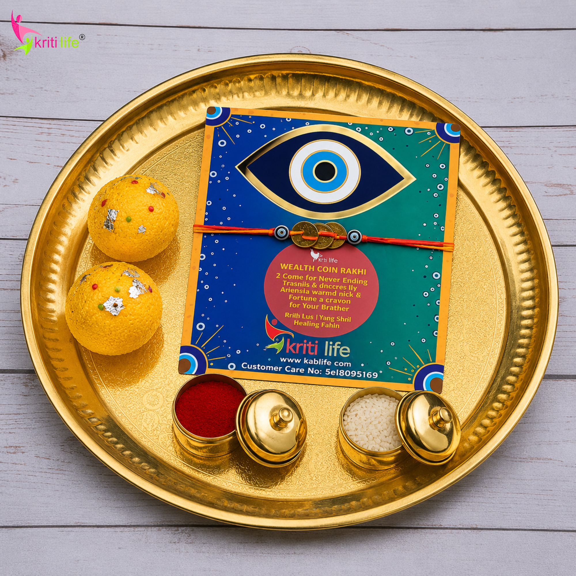 Wealth Coin Evil Eye Rakhi | Handmade Raksha Bandhan Rakhi