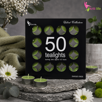 Green Apple Scented Tealight Candles | 4.5 Hour Burn | Set of 50.