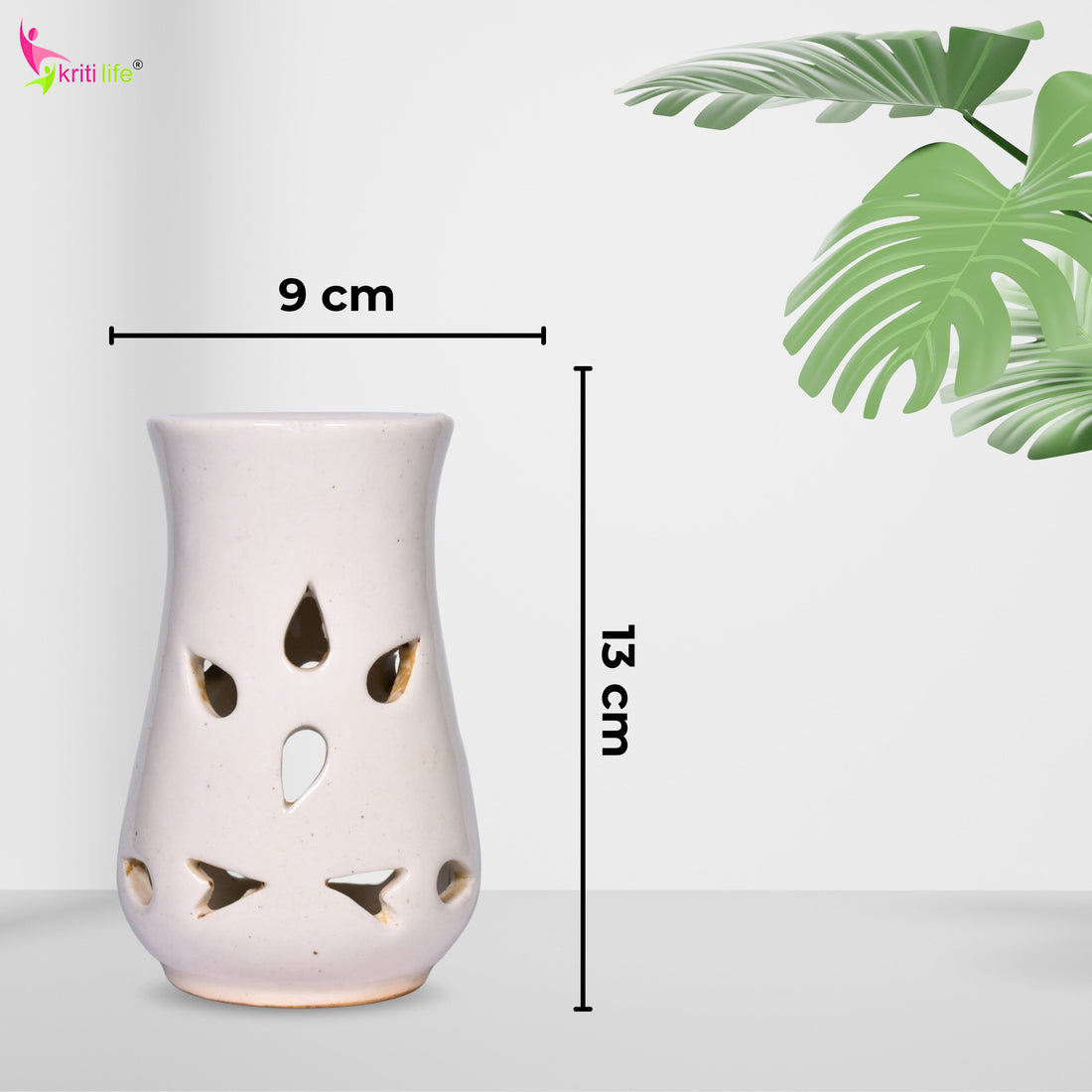 White Ceramic Aroma Oil Burner | Elegant Fragrance Diffuser with Tealight Holder- 5 inches
