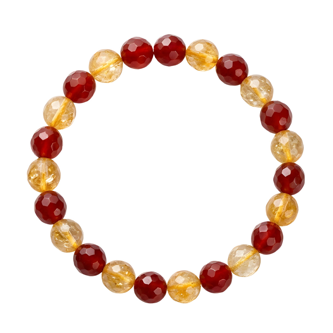 Carnelian and Citrine Bracelet - 8mm Diamond for Wealth, Confidence & Positive Energy