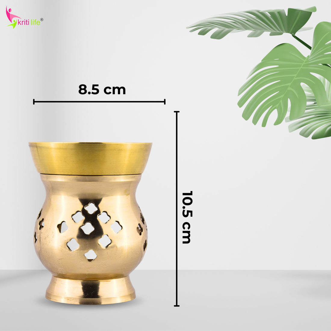 Brass Aroma Oil Burner for Essential Oils & Camphor | Tealight Diffuser for Meditation-4  inches