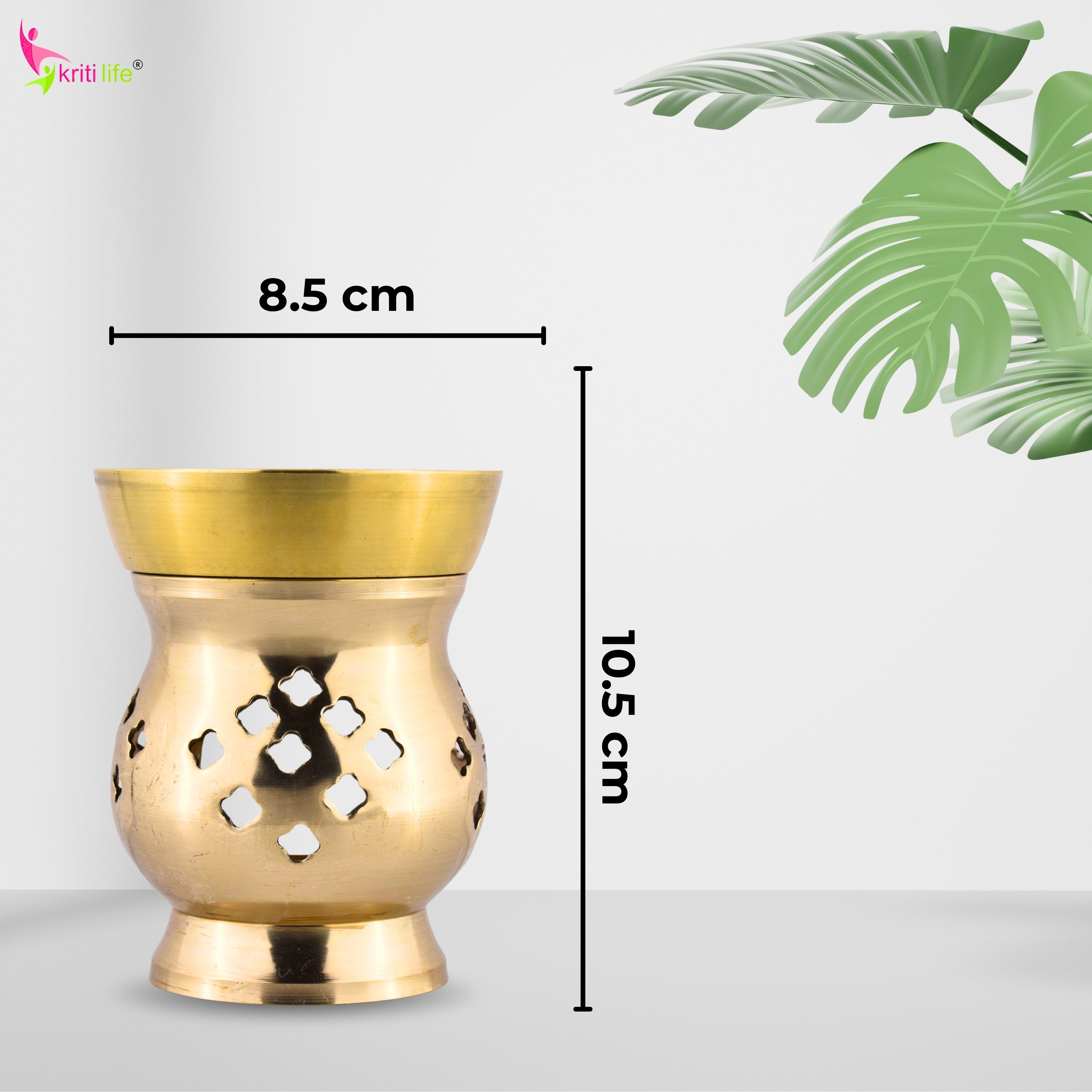 Brass Aroma Oil Burner for Essential Oils & Camphor | Tealight Diffuser for Meditation-4  inches