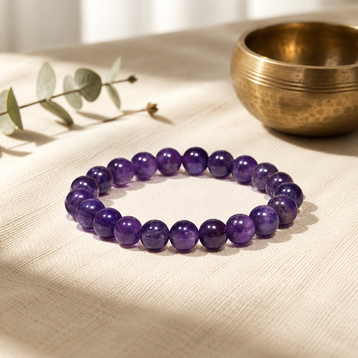 Natural Amethyst Crystal Stone Bracelet 8mm
