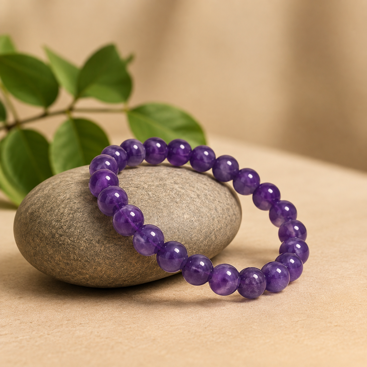 Natural Amethyst Crystal Stone Bracelet 8mm