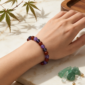Natural Amethyst & Red Jasper Crystal Bracelet 8mm