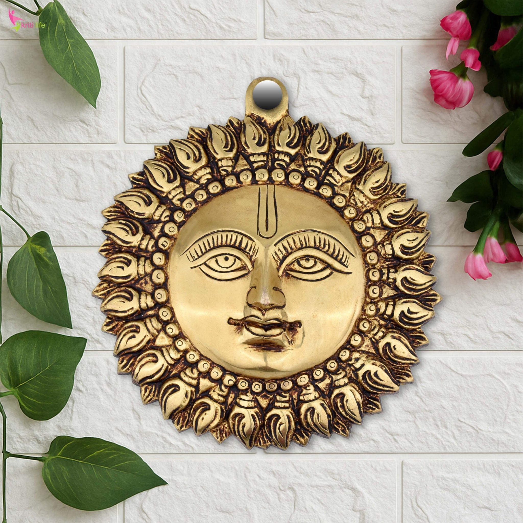 Brass Surya Wall Hanging | Sun God Face Wall Mount for Entrance & Pooja Room- 6  inches