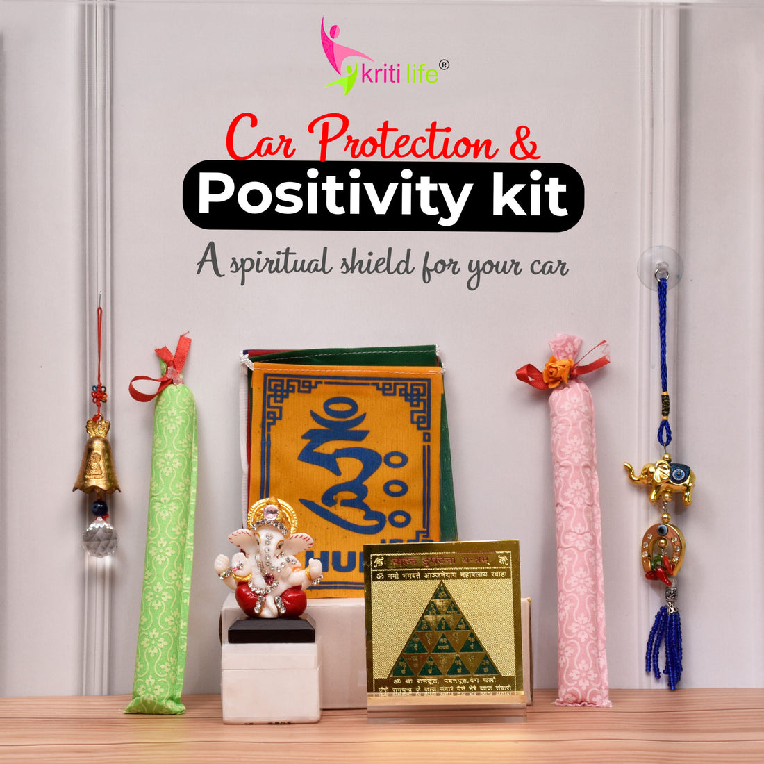 Kriti Life Car Protection & Positivity Kit | Complete Spiritual Car Safety Combo for Travel, Positivity & Protection