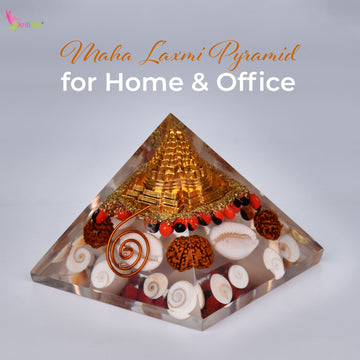 Laxmi Pyramid with Shri Meru Yantra | Gomti Chakra, Cowrie, Rudraksha for Wealth & Vastu