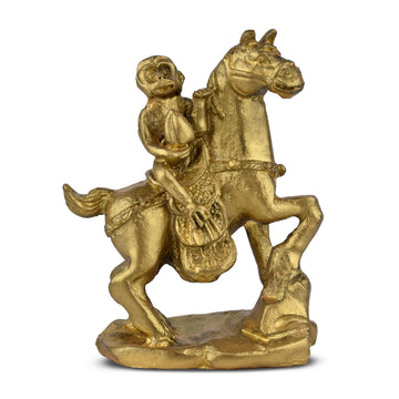 Feng Shui Golden Monkey on Horse Idol – Career Growth, Recognition & Promotion Symbol- 3 inches