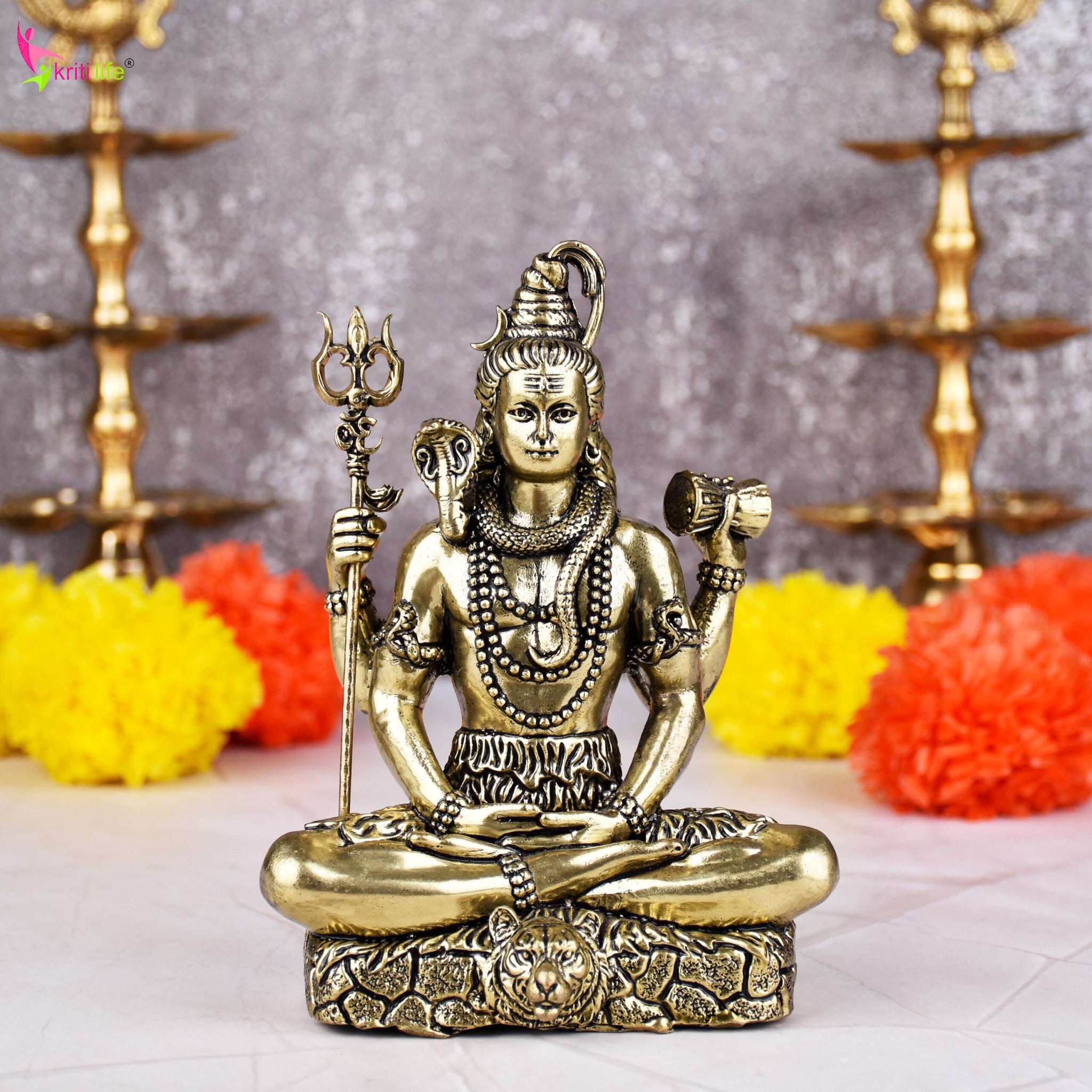 Brass Lord Shiva Idol – Handcrafted Antique Finish Statue 6 inches for Home Temple & Decor