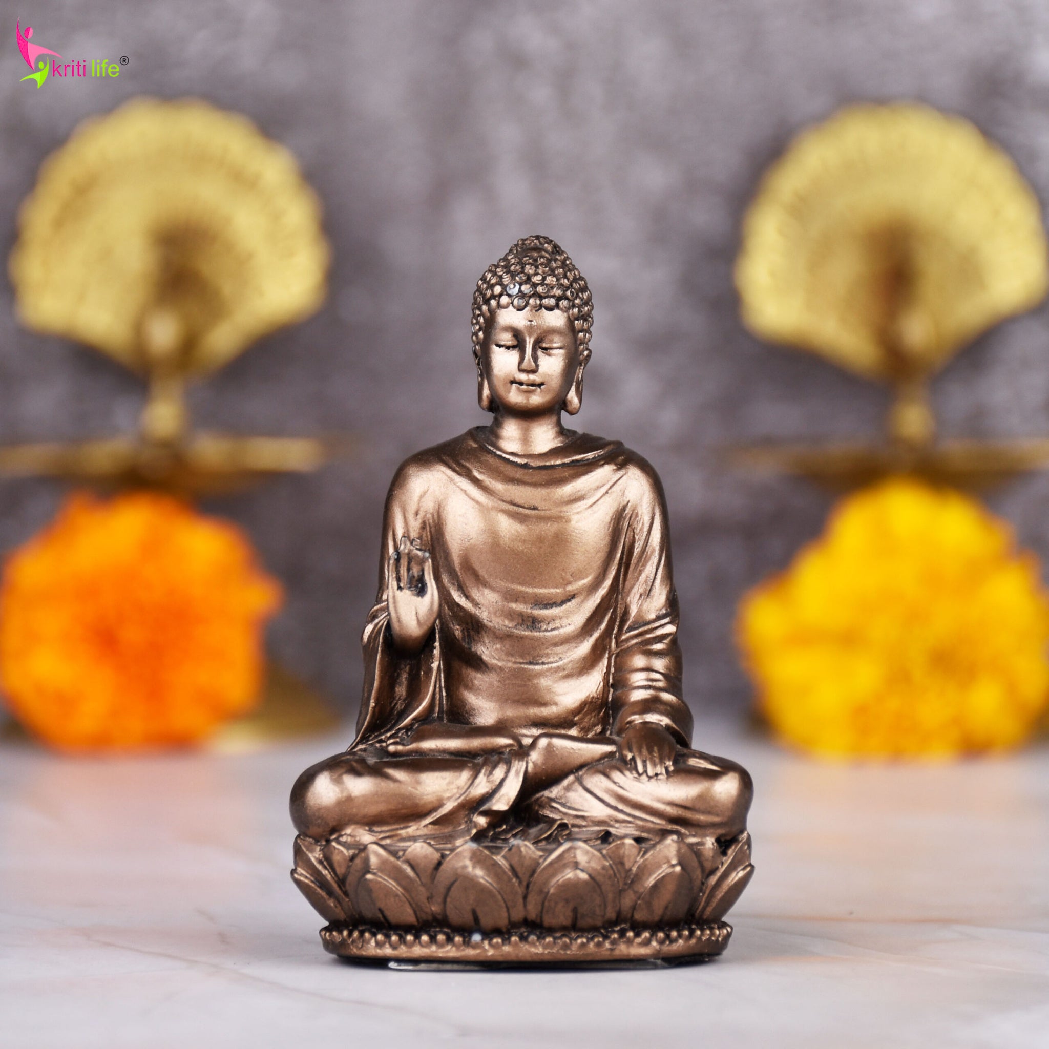 Meditating Buddha Idol in Blessing Pose | 3 inches | – Polyresin Decorative Statue