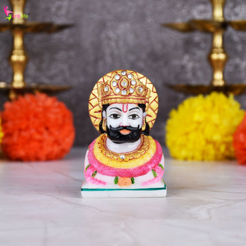 Handcrafted Khatushyam Ji Idol – Marble Dust Statue 3 inches for Home Temple & Décor