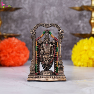 Lord Venkateswara Idol | Antique Finish - 3 inches - Polyresin Balaji Statue for Home Temple & Gifting