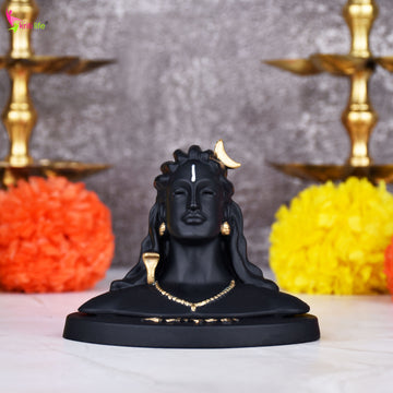 Black Adiyogi Shiva Idol in Polynesian | 4 inches | Spiritual Home Decor Statue