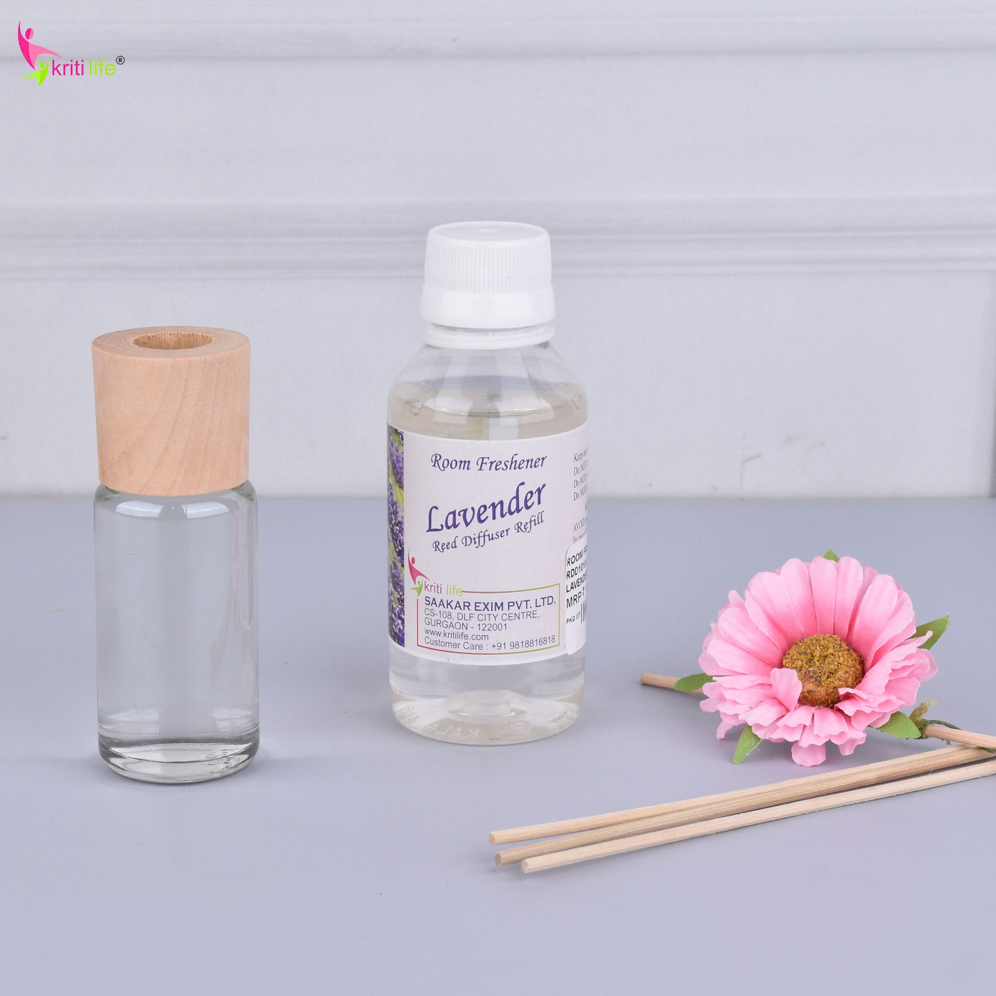 Kriti Life Reed Diffuser Refill - Lavender 90ML Long-Lasting Room Fragrance