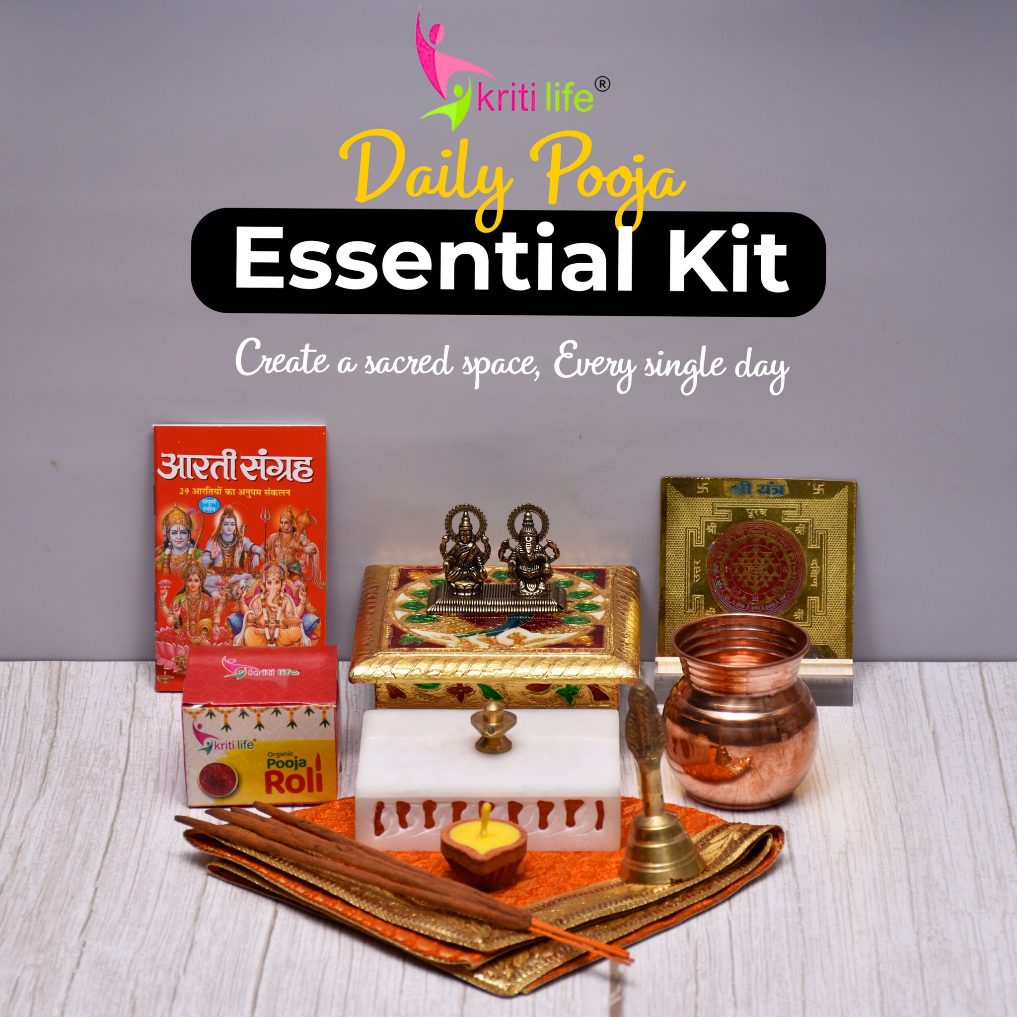Kriti Life Daily Pooja Essential Kit for Home Temple