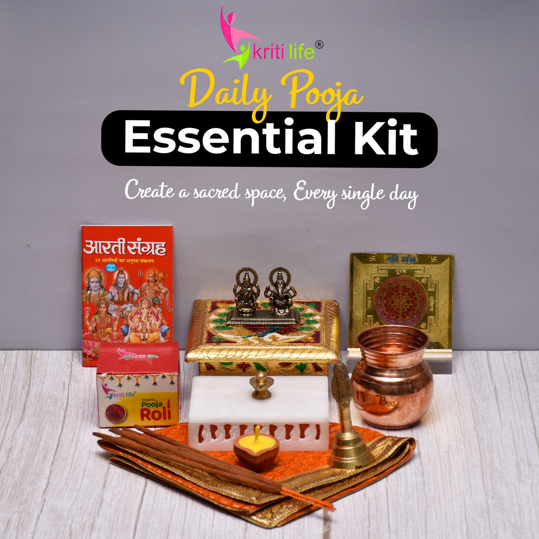 Kriti Life Daily Pooja Essential Kit for Home Temple