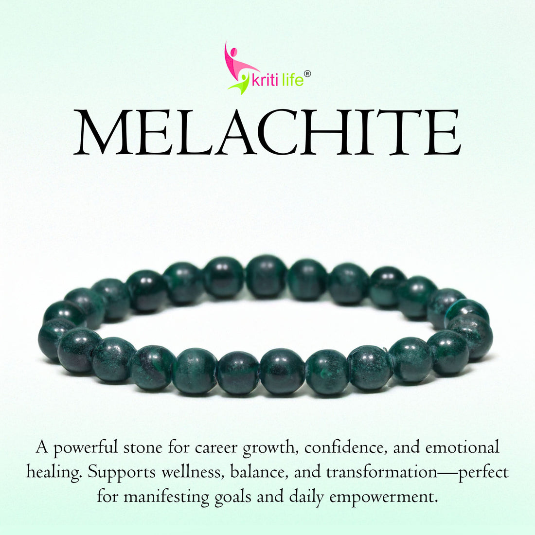 Natural Malachite Crystal Healing Bracelet – Boost Confidence & Balance-8mm