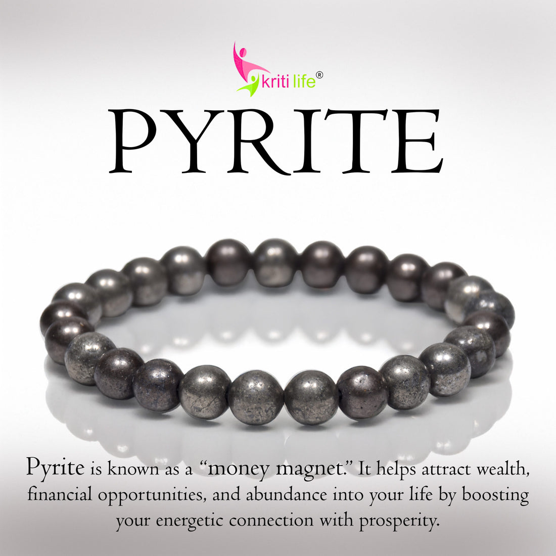Natural Pyrite Stone Bracelet – Attract Wealth, Confidence & Good Luck-8mm