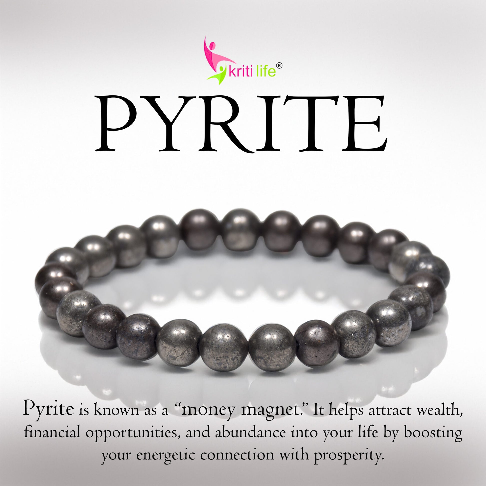 Natural Pyrite Stone Bracelet – Attract Wealth, Confidence & Good Luck-8mm