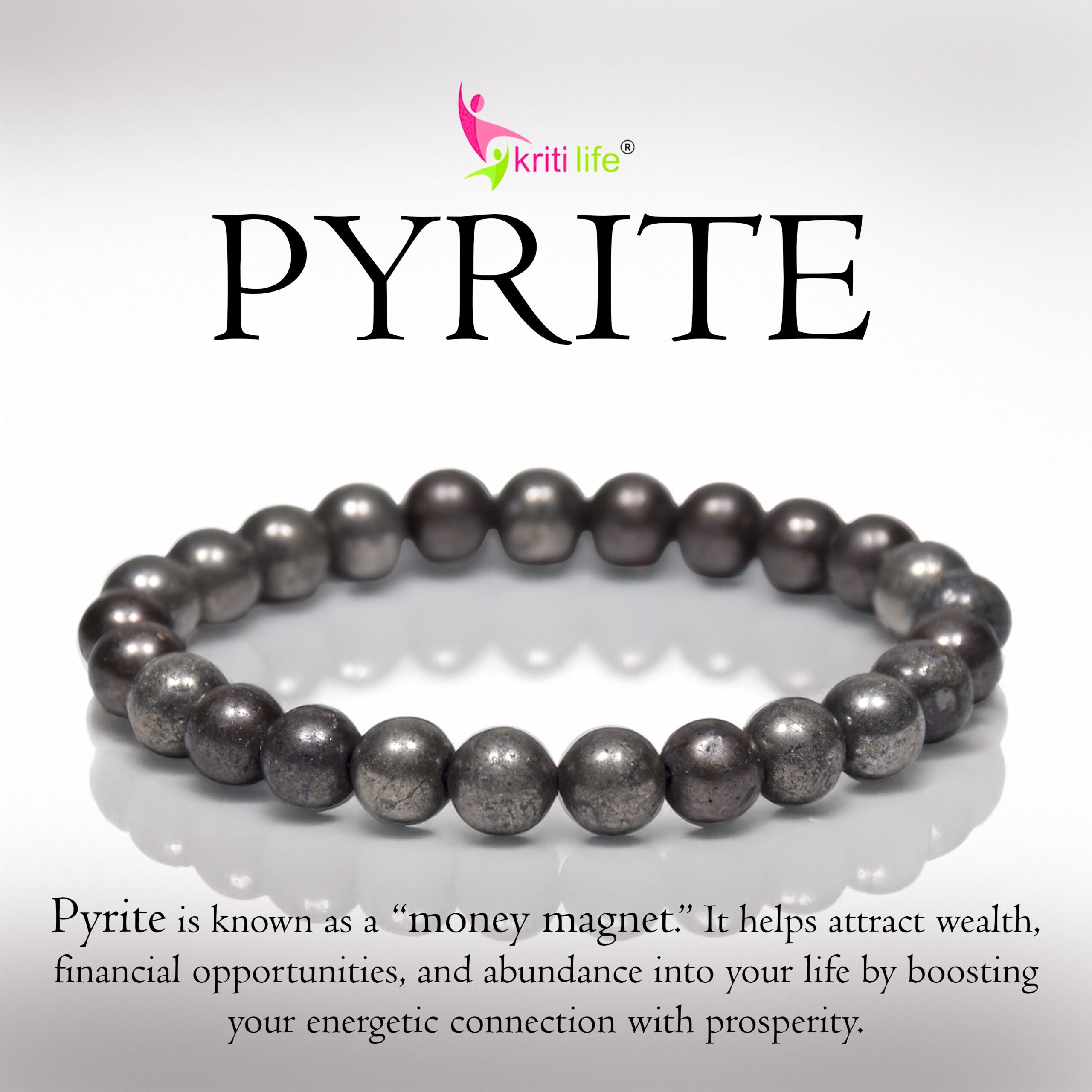 Natural Pyrite Stone Bracelet – Attract Wealth, Confidence & Good Luck-8mm