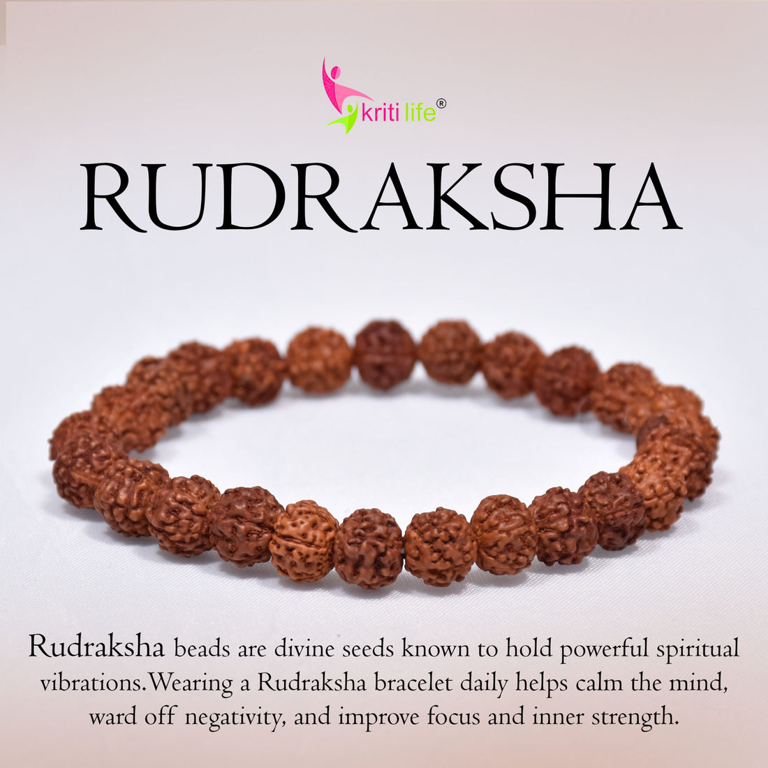 Natural Rudraksha Bracelet – Spiritual Protection, Calmness & Energy Balance- 8mm