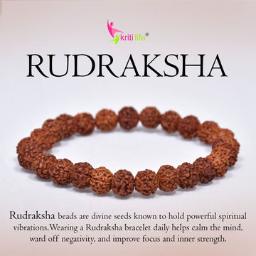 Natural Rudraksha Bracelet – Spiritual Protection, Calmness & Energy Balance- 8mm