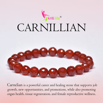 Natural Carnelian Crystal Stone Bracelet for Career Growth & Vitality-8mm