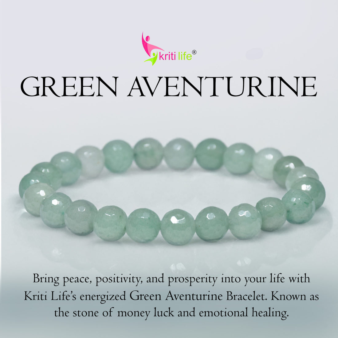 Natural Green Aventurine Crystal Bracelet for Money Luck, Positivity & Emotional Healing
