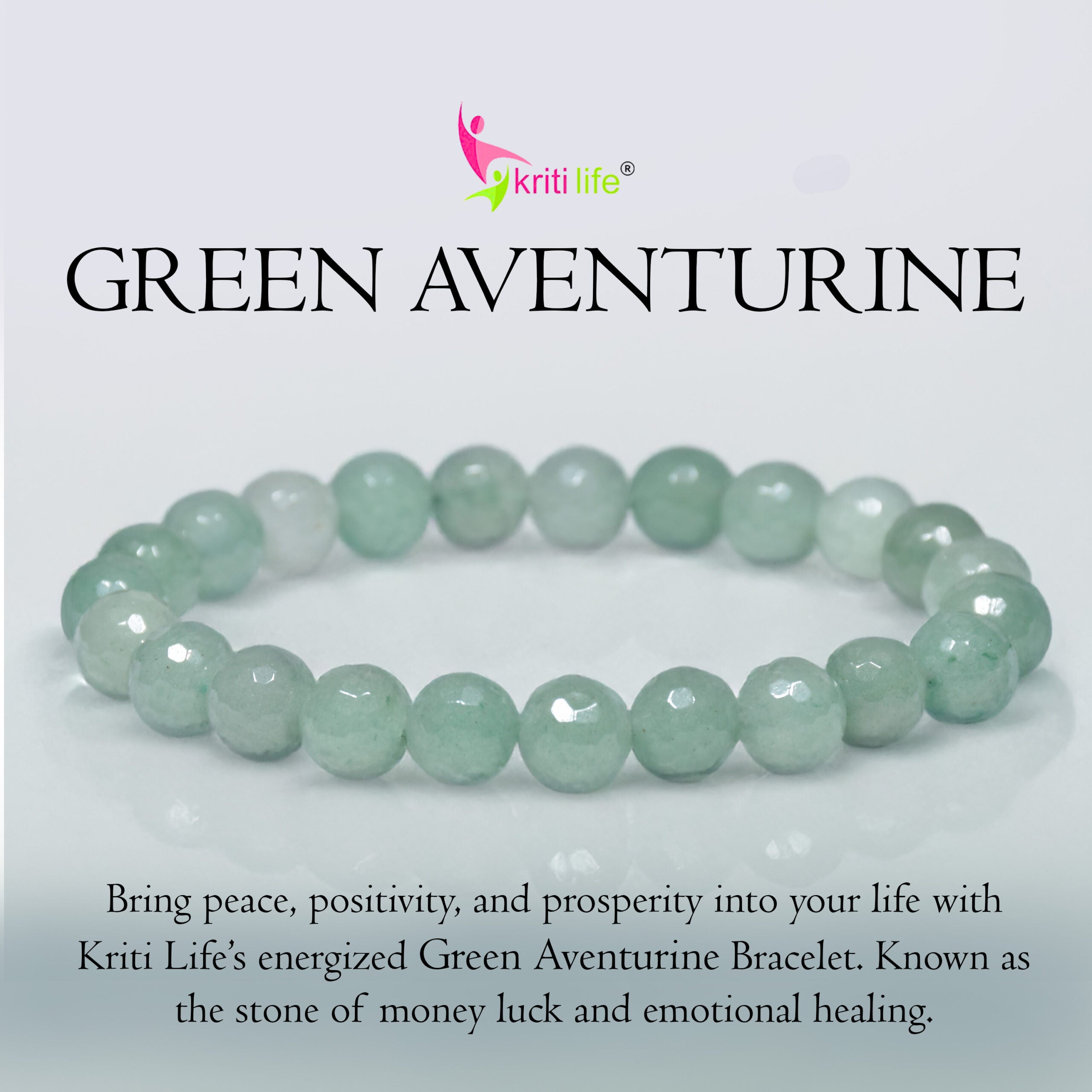 Natural Green Aventurine Crystal Bracelet for Money Luck, Positivity & Emotional Healing