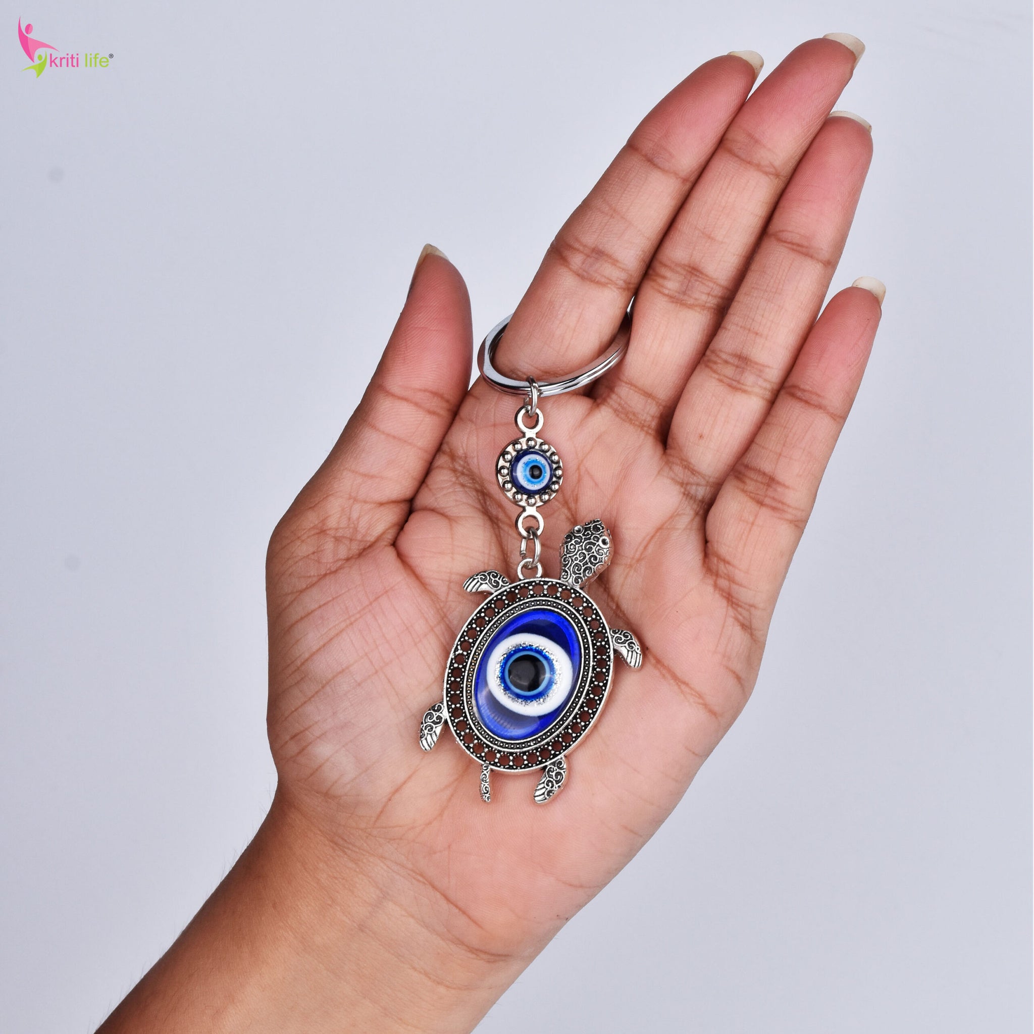 Turtle Evil Eye Keychain | Nazar Suraksha with Turtle Symbol for Calm & Protection-7 cm Hight