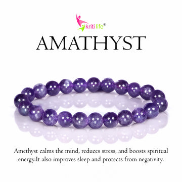 Natural Amethyst Crystal Stone Bracelet 8mm