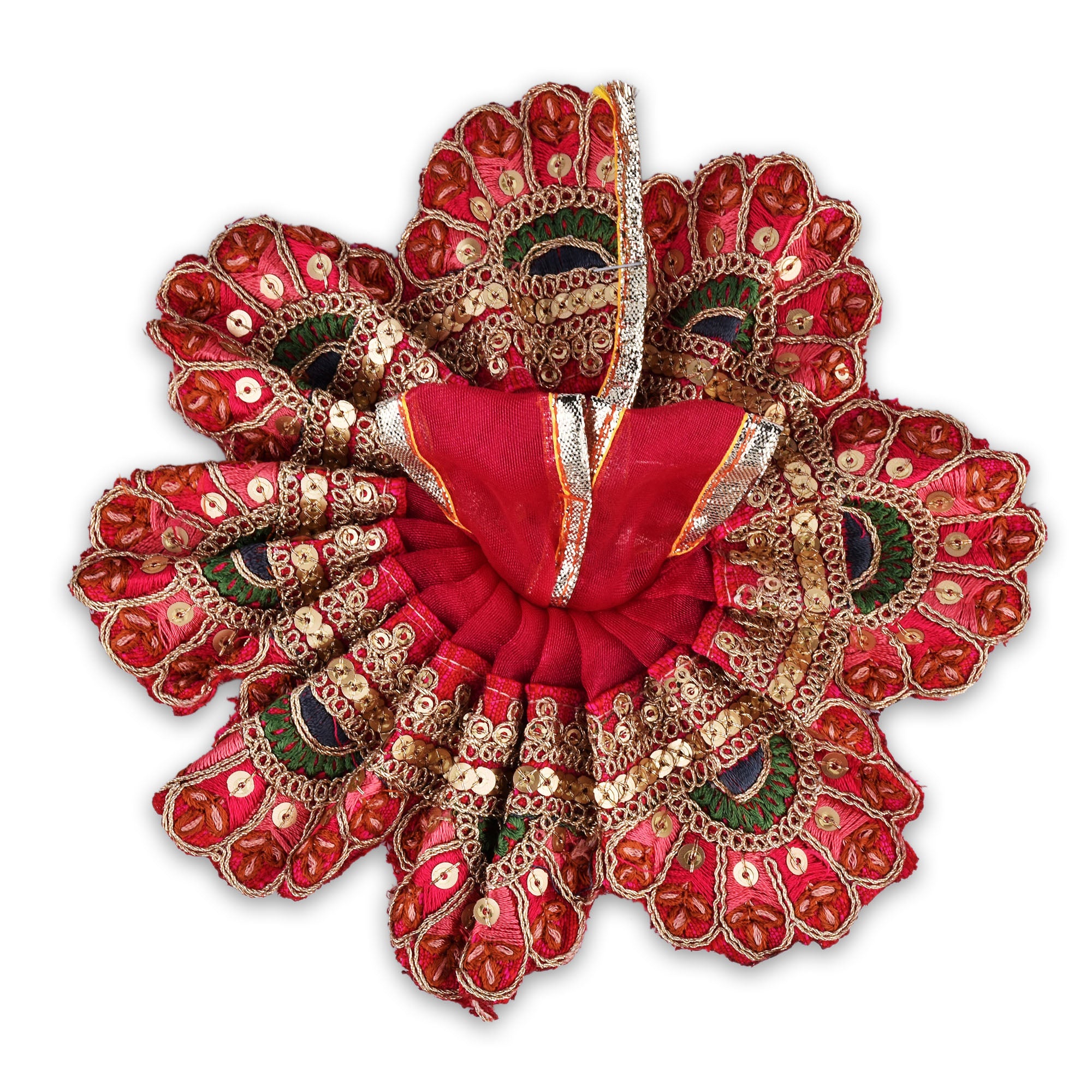 Laddu Gopal Dress for 4 Inch Idol | Red Ethnic Traditional Poshak with Embroidery and Sequins