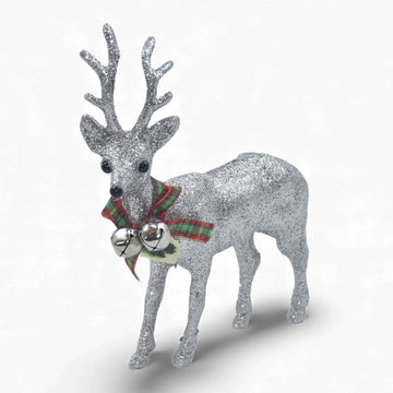 Silver Glitter Standing Reindeer – Christmas Table & Home Décor -  6 inches