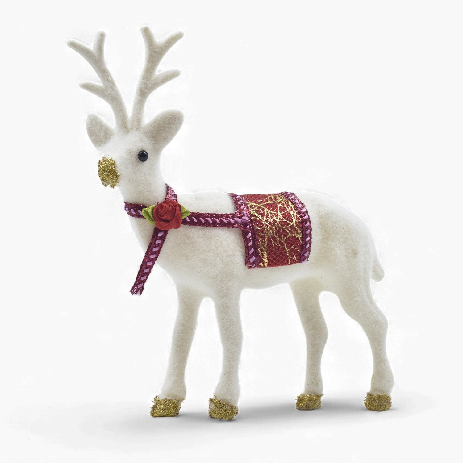 White Felt Reindeer – Elegant Christmas Table Decor - 8 inches