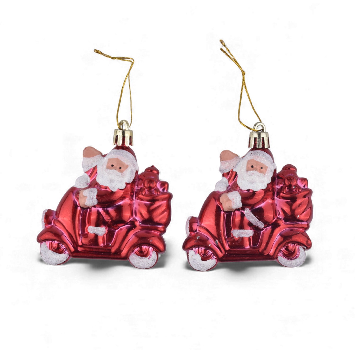 Santa Riding Scooter Christmas Hanging – Set of 2