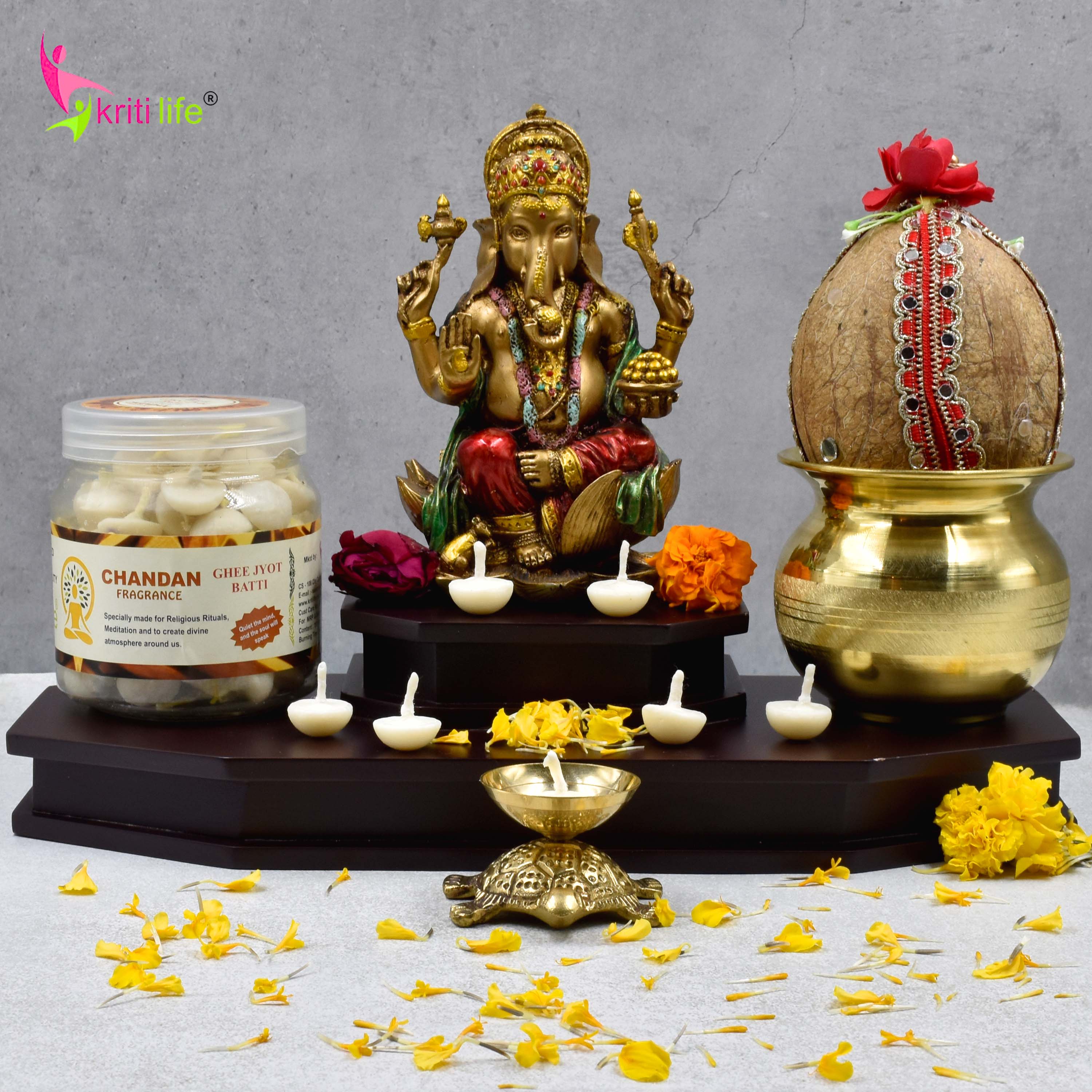 Kriti Life Scented Ghee Jyot Batti - Chandan 100 Pcs for Puja Rituals