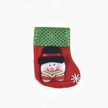 Snowman Christmas Stocking with Green Sequin Top – Premium Xmas Hanging Décor